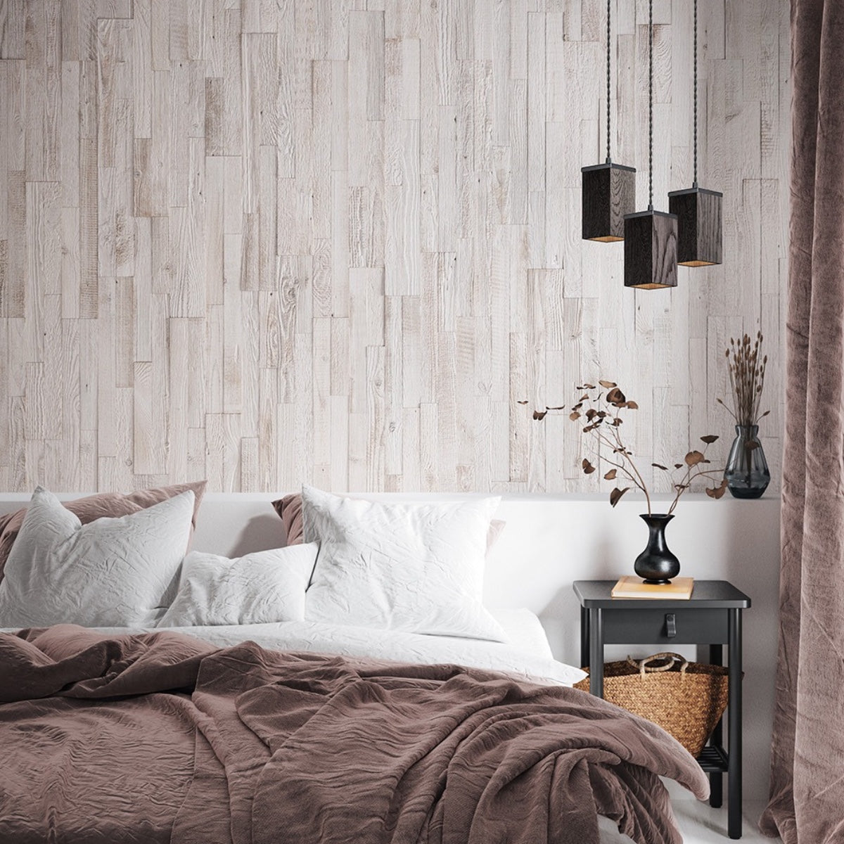 Whitewashed Reclaimed wood Wall Panelling For Interior Design