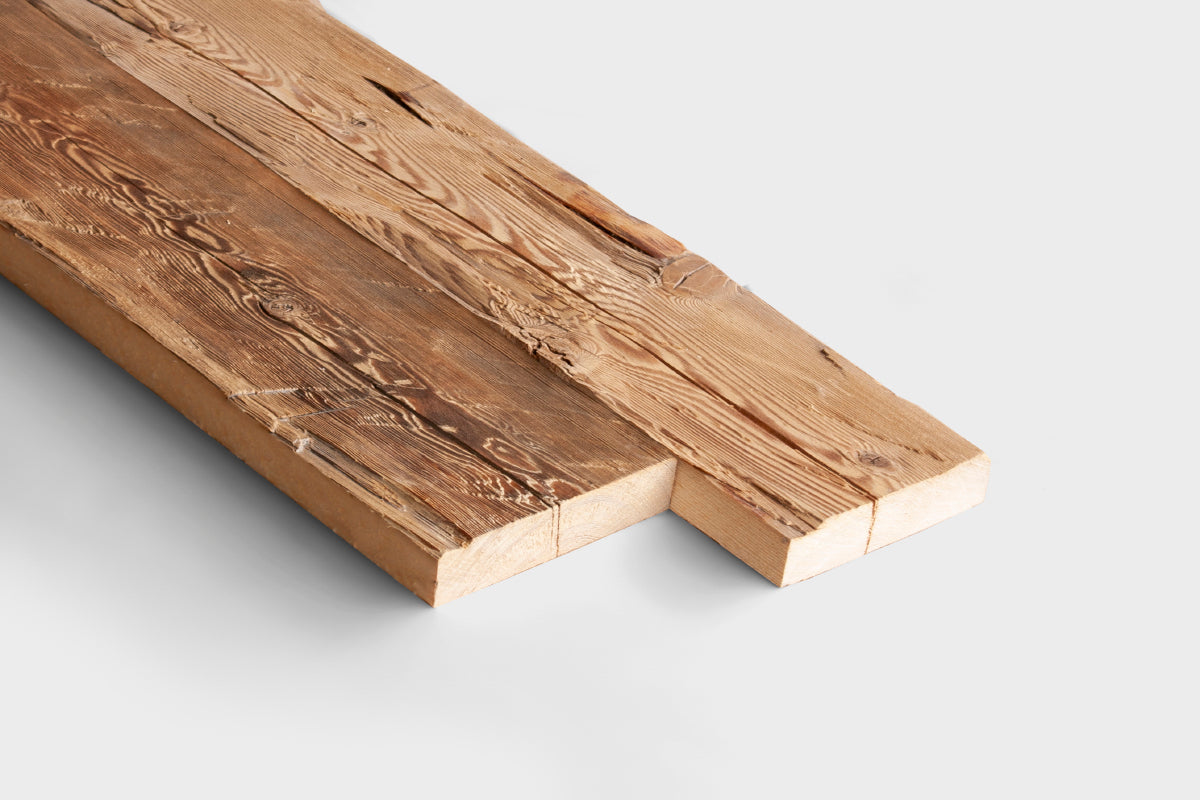 Hand Hewn Wood Cladding Boards From Reclaimed Wood